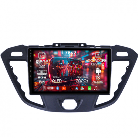 Transit (2012-2019) - Navigatie dedicata Ford Transit 2012-2019, 8GB RAM 128GB ROM, Octacore, Platforma 7862,Android 13, Display QLED 9”, Suporta camera 360º, DSP, Carplay&Android Auto, SIM 4G, Ventilator Activ