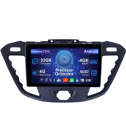Transit 2013-2018 - Navigatie dedicata Ford Transit 2013-2018, 4GB RAM 32GB ROM, Octacore, Android 14, Display QLED 1K 9", DSP, Carplay&Android Auto, SIM 4G, Bluetooth, Ventilator Activ