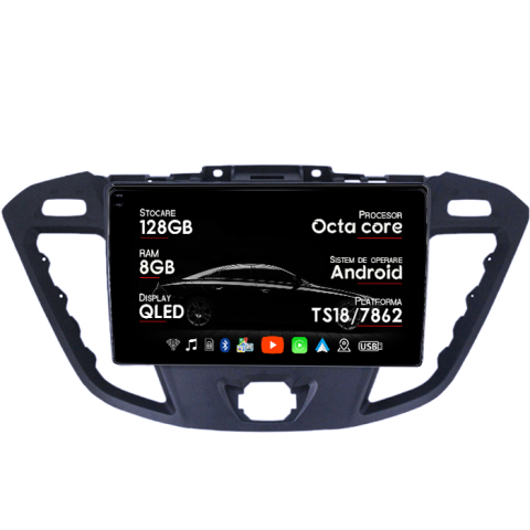 Transit 2013-2018 - Navigatie dedicata Ford Transit 2013-2018, 8GB RAM 128GB ROM, Octacore, Platforma 7862, Android 14, Display QLED 9”, Suporta camera 360º, DSP, Carplay&Android Auto, SIM 4G, Ventilator Activ