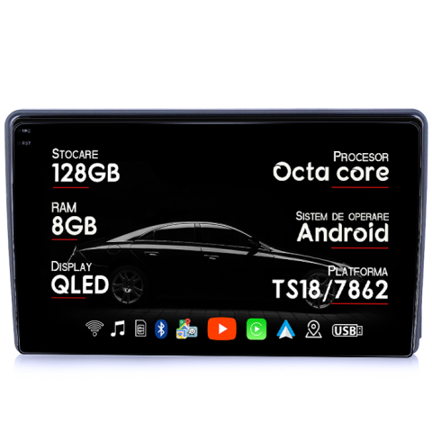 Ford Tranzit 350 2020-2021 - Navigatie dedicata Ford Transit 350 2020-2021, 8GB RAM 128GB ROM, Octacore, Platforma TS18, Android 13, Display QLED 9”, Suporta camera 360º, DSP, Carplay&Android Auto, SIM 4G, Ventilator Activ