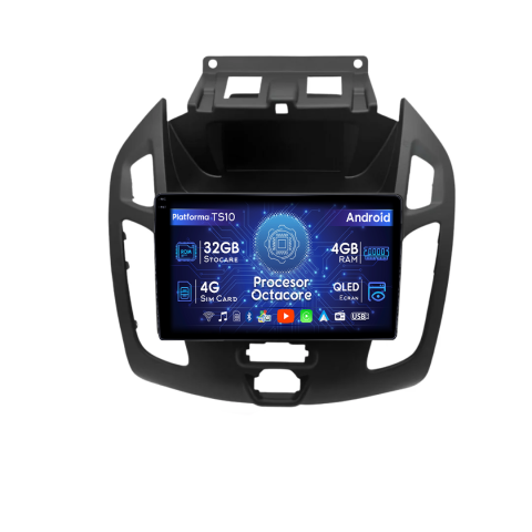 Transit Connect 2015 - Navigatie dedicata Ford Transit Connect 2015 Negru, 4GB RAM 32GB ROM, Octacore, Android 14, Display QLED  9", DSP, Carplay&Android Auto, SIM 4G, Bluetooth, Ventilator