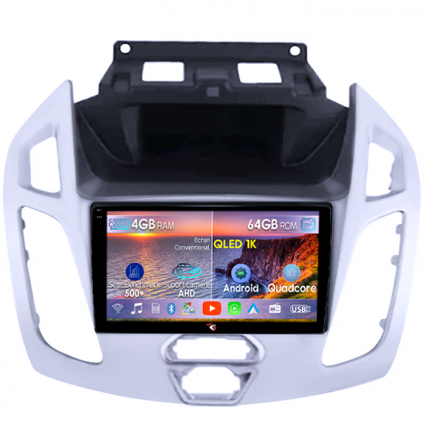 Transit Connect 2015 - Navigatie dedicata Ford Transit Connect 2015, 4GB RAM 64GB ROM, Octacore, Android 14, Display QLED 1K 9", Carplay&Android Auto, SIM 4G, Ventilator Activ