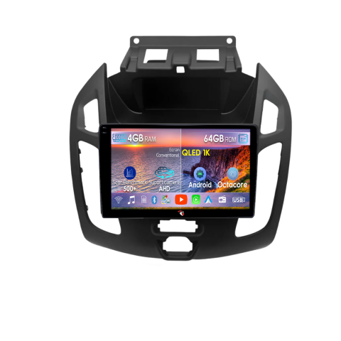 Transit Connect 2015 - Navigatie dedicata Ford Transit Connect 2015 Negru, 4GB RAM 64GB ROM, Octacore, Android 14, Display QLED 9", Carplay&Android Auto, SIM 4G, Ventilator Activ