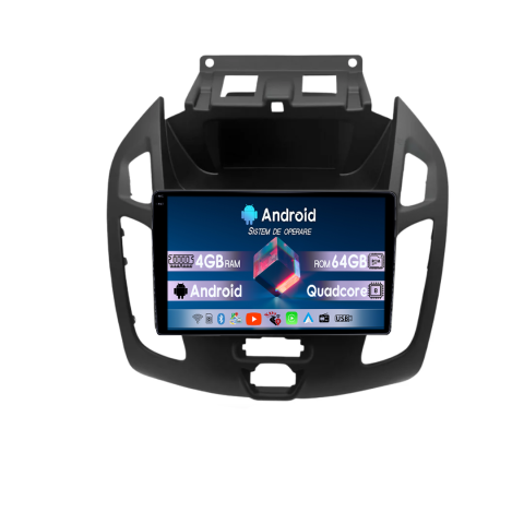 Transit Connect 2015 - Navigatie dedicata Ford Transit Connect 2015 Negru, 4GB RAM 64GB ROM, Quadcore, Android 14, Display QLED  9", DSP, Carplay&Android Auto, Suport camere AHD