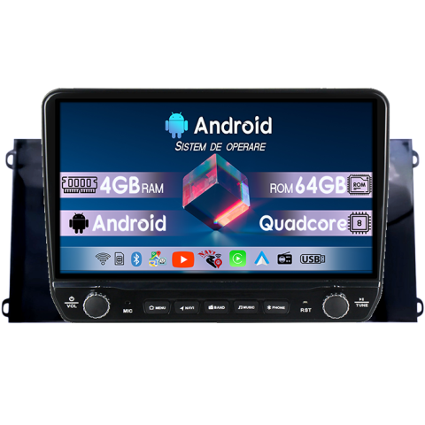 Ford - Navigatie dedicata Ford Transit PRO 2022 Tesla cu butoane rotative model 2024, 4GB RAM 64GB ROM, Procesor Quadcore, Android 14, Display QLED 10", DSP, Carplay&Android Auto