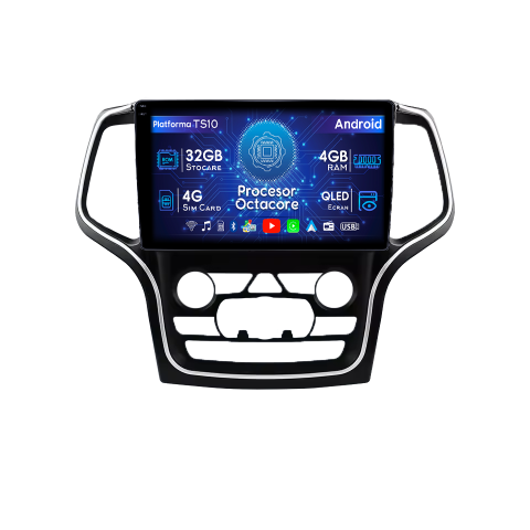 Grand Cherokee 2014-2017 - Navigatie dedicata Jeep Grand Cherokee 2014-2017, 4GB RAM 32GB ROM, Octacore, Android 14, Display QLED  9", DSP, Carplay&Android Auto, SIM 4G, Bluetooth, Ventilator Activ