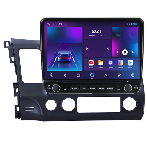 Navigatie dedicata Honda Civic 2006-2011 Tesla cu butoane rotative model 2024, 4GB RAM 64GB ROM, Procesor Quadcore, Android 14, Display QLED 10", DSP, Carplay&Android Auto [4]