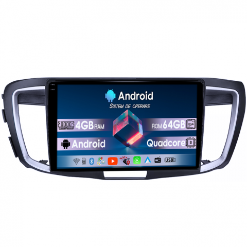 Honda - Navigatie dedicata Honda Accord 9th 2014-2017, 4GB RAM 64GB ROM, Quadcore, Android 14, Display QLED 1K 9", DSP, Carplay&Android Auto, Suport camere AHD
