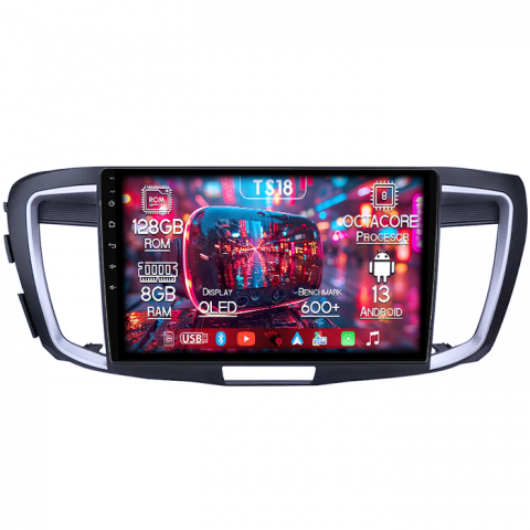 Honda - Navigatie dedicata Honda Accord 9th 2014-2017, 8GB RAM 128GB ROM, Octacore, Platforma TS18, Android 13, Display QLED 9”, Suporta camera 360º, DSP, Carplay&Android Auto, SIM 4G, Ventilator Activ