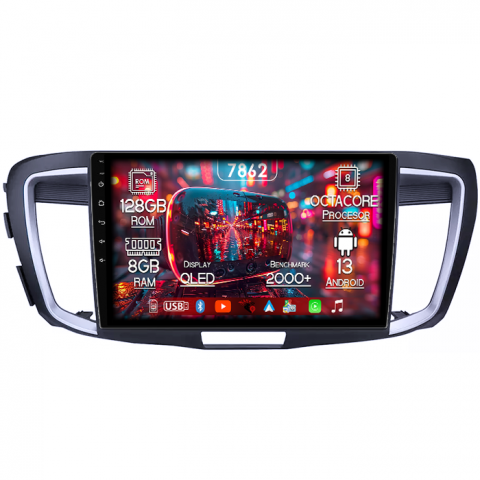 Honda - Navigatie dedicata Honda Accord 9th 2014-2017, 8GB RAM 128GB ROM, Octacore, Platforma 7862,Android 13, Display QLED 9”, Suporta camera 360º, DSP, Carplay&Android Auto, SIM 4G, Ventilator Activ