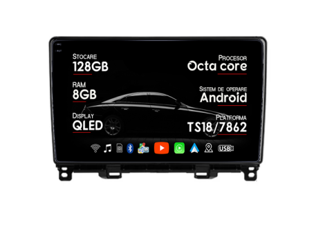 Jazz Fit 2020-2022 - Navigatie dedicata Honda Fit Jazz 2020-2022, 8GB RAM 128GB ROM, Octacore, Platforma TS18, Android 14, Display QLED 9", Suporta camera 360", DSP, Carplay&AndroidAuto