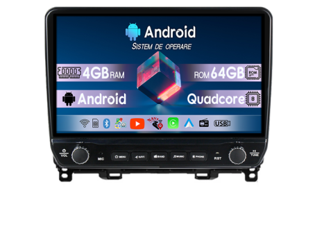 Jazz Fit 2020-2022 - Navigatie dedicata Honda Fit Jazz 2020-2022 Tesla Cu Butoane Rotative Model 2024, 4GB RAM 64GB ROM, Procesor Quadcore, Android 14, Display QLED 10", DSP, Carplay&Android