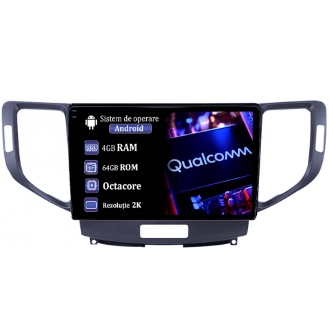 Accord 8 2008-2013 - Navigatie dedicata Honda Accord VII 2008-2012, 4GB RAM 64GB ROM, Procesor Qualcomm Octacore, Android 14, Rezolutie 2K, Display QLED 9", DSP, Carplay&Android Auto, SIM 4G