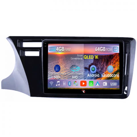 City 2014 - Navigatie dedicata Honda City 2014, 4GB RAM 64GB ROM, Octacore, Android 14, Display QLED 1K 9", Carplay&Android Auto, SIM 4G, Ventilator Activ