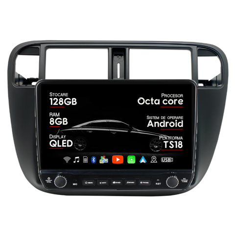 Civic 1995-2001 - Navigatie dedicata Honda Civic 1995-2001 Tesla Cu Butoane Rotative Model 2024, ANDROID 13, 10 inch , 8+128GB, Internet, Aplicatii, Waze, GPS