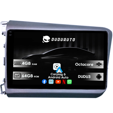 Navigatii Dedicate - Navigatie dedicata Honda Civic 2011-2015, DUDU3, 4GB RAM 64GB ROM, Octacore, Platforma 8581, Android, Display QLED 9", DSP, Carplay&AndroidAuto