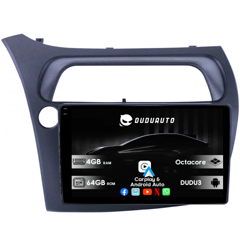 Civic 2006-2011 - Navigatie dedicata Honda Civic 2005-2011, DUDU3, 4GB RAM 64GB ROM, Octacore, Platforma 8581, Android, Display QLED 9", DSP, Carplay&AndroidAuto