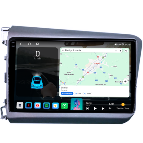 Navigatie dedicata Honda Civic 2011-2015, 4GB RAM 64GB ROM, Procesor Qualcomm Octacore, Android 14, Rezolutie 2K, Display QLED 9", DSP, Carplay&Android Auto, SIM 4G [3]