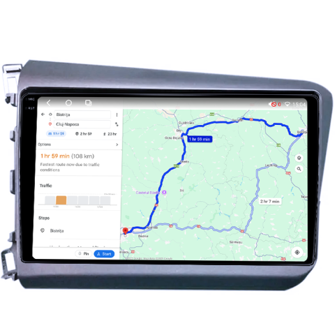 Navigatie dedicata Honda Civic 2011-2015, 4GB RAM 64GB ROM, Procesor Qualcomm Octacore, Android 14, Rezolutie 2K, Display QLED 9", DSP, Carplay&Android Auto, SIM 4G [5]
