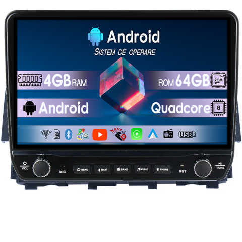 Civic (2016+) - Navigatie dedicata Honda Civic (2016+) Tesla cu butoane rotative model 2024, 4GB RAM 64GB ROM, Procesor Quadcore, Android 14, Display QLED 10", DSP, Carplay&Android Auto