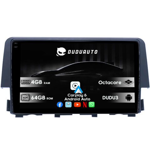 Navigatii Dedicate - Navigatie dedicata Honda Civic 2016-2020, DUDU3, 4GB RAM 64GB ROM, Octacore, Platforma 8581, Android, Display QLED 9", DSP, Carplay&AndroidAuto