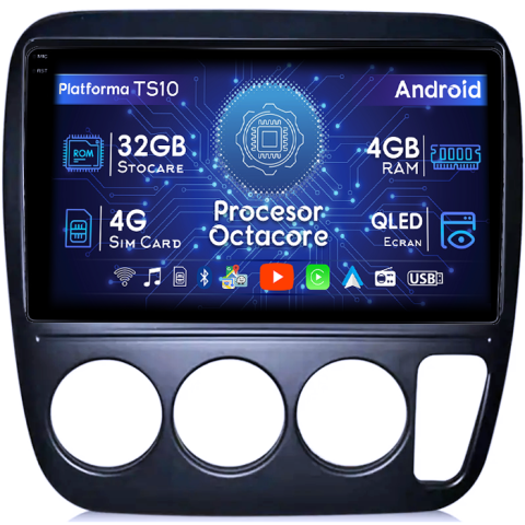 Navigatii Dedicate - Navigatie dedicata Honda CR-V 1998, 4GB RAM 32GB ROM, Octacore, Android 14, Display QLED 1K 9", DSP, Carplay&Android Auto, SIM 4G, Bluetooth, Ventilator Activ