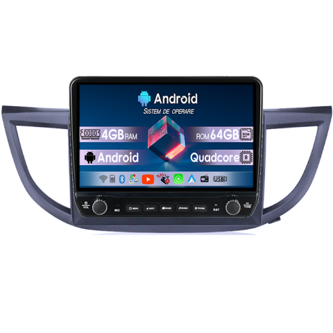 Navigatii Dedicate - Navigatie dedicata Honda CR-V (2012-2016) Tesla cu butoane rotative model 2024, 4GB RAM 64GB ROM, Procesor Quadcore, Android 14, Display QLED 10", DSP, Carplay&Android Auto