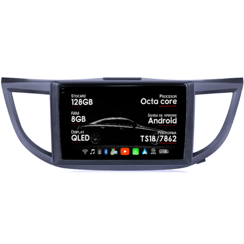 CR-V (2012-2016) - Navigatie dedicata Honda CR-V 2012, 8GB RAM 128GB ROM, Octacore, Platforma TS18, Android 13, Display QLED 10”, Suporta camera 360º, DSP, Carplay&Android Auto, SIM 4G, Ventilator Activ