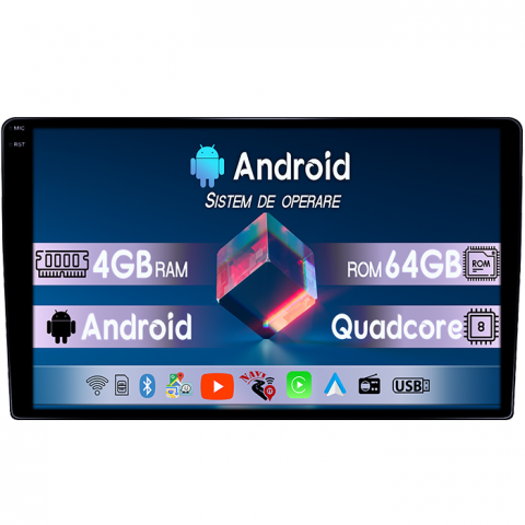 CR-V 2022+ - Navigatie dedicata Honda CR-V 2022+, 4GB RAM 64GB ROM, Quadcore, Android 14, Display QLED 1K 9", DSP, Carplay&Android Auto, Suport camere AHD