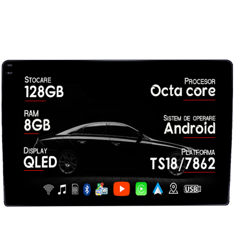 Navigatii Dedicate - Navigatie dedicata Honda CR-V II 2001-2006, 8GB RAM 128GB ROM, Octacore, Platforma TS18, Android 13, Display QLED 9”, Suporta camera 360º, DSP, Carplay&Android Auto, SIM 4G, Ventilator Activ