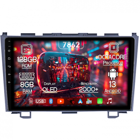 Honda - Navigatie dedicata Honda CRV ( 2006 - 2011 ), 8GB RAM 128GB ROM, Octacore, Platforma 7862,Android 13, Display QLED 9”, Suporta camera 360º, DSP, Carplay&Android Auto, SIM 4G, Ventilator Activ