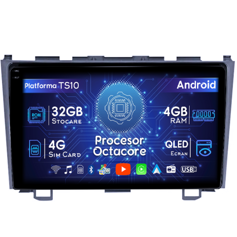 Honda - Navigatie dedicata Honda CRV 2006-2012, 4GB RAM 32GB ROM, Octacore, Android 14, Display QLED 1K 9", DSP, Carplay&Android Auto, SIM 4G, Bluetooth, Ventilator Activ