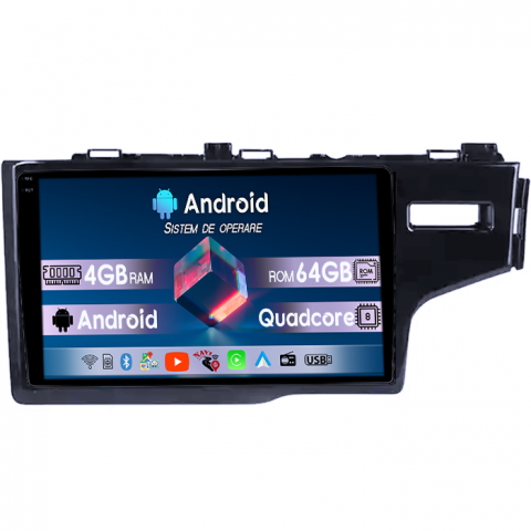 Honda - Navigatie dedicata Honda Fit 2014, 4GB RAM 64GB ROM, Quadcore, Android 14, Display QLED 1K 10", DSP, Carplay&Android Auto, Suport camere AHD