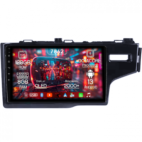 Honda - Navigatie dedicata Honda Fit 2014, 8GB RAM 128GB ROM, Octacore, Platforma 7862,Android 13, Display QLED 10”, Suporta camera 360º, DSP, Carplay&Android Auto, SIM 4G, Ventilator Activ