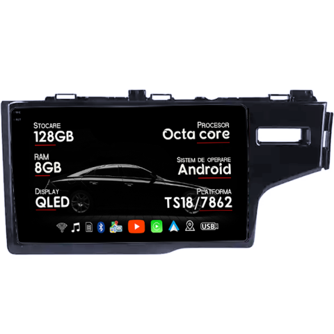 Fit 2014 - Navigatie dedicata Honda Fit 2014, 8GB RAM 128GB ROM, Octacore, Platforma TS18, Android 13, Display QLED 10”, Suporta camera 360º, DSP, Carplay&Android Auto, SIM 4G, Ventilator Activ