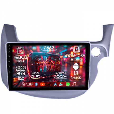 Honda - Navigatie dedicata Honda Fit/Jazz 2008-2013, 8GB RAM 128GB ROM, Octacore, Platforma 7862,Android 13, Display QLED 10”, Suporta camera 360º, DSP, Carplay&Android Auto, SIM 4G, Ventilator Activ