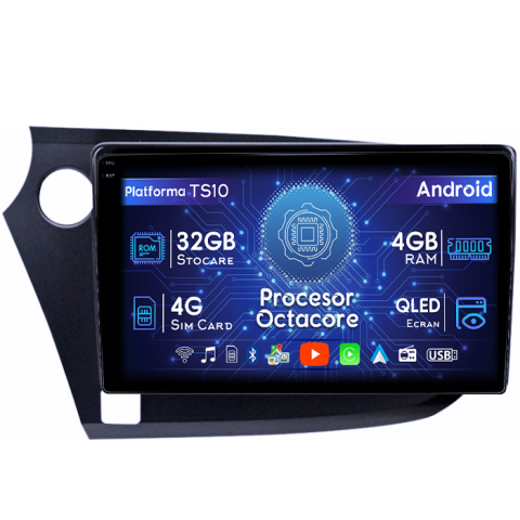 Insight 2009 - 2014 - Navigatie dedicata Honda Insight 2009-2014, 4GB RAM 32GB ROM, Octacore, Android 14, Display QLED 1K 9", DSP, Carplay&Android Auto, SIM 4G, Bluetooth, Ventilator Activ