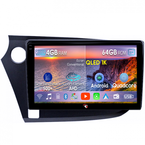 Insight 2009 - 2014 - Navigatie dedicata Honda Insight 2009-2014, 4GB RAM 64GB ROM, Octacore, Android 14, Display QLED 1K 9", Carplay&Android Auto, SIM 4G, Ventilator Activ