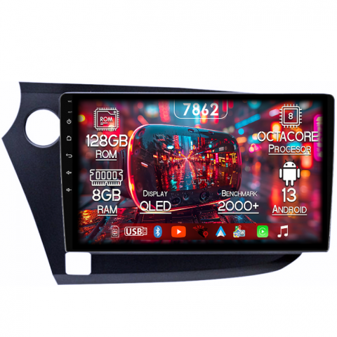 Honda - Navigatie dedicata Honda Insight 2009 -2014, 8GB RAM 128GB ROM, Octacore, Platforma 7862,Android 13, Display QLED 9”, Suporta camera 360º, DSP, Carplay&Android Auto, SIM 4G, Ventilator Activ