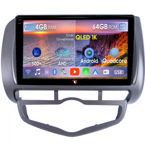Honda - Navigatie dedicata Honda Jazz/City 2006, 4GB RAM 64GB ROM, Octacore, Android 14, Display QLED 1K 9", Carplay&Android Auto, SIM 4G, Ventilator Activ
