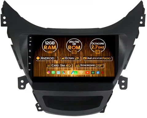 Hyundai Avante 2013-2016 - Navigatie dedicata Hyundai Avante 2013-2016, 12GB RAM 256GB ROM, Android 14, Rezolutie 2K, Display QLED, 9", DSP, Carplay, Android Auto, Internet, Youtube, Waze, Wi Fi, USB