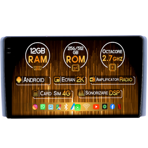 Iveco - Navigatie dedicata Iveco Daily 2007-2014/2018, 12GB RAM 256GB ROM, Android 14, Rezolutie 2K, Display QLED, 9", DSP, Carplay, Android Auto, Internet, Youtube, Waze, Wi Fi, USB