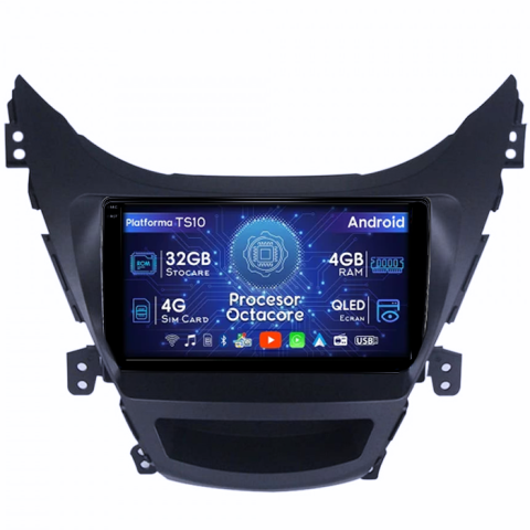 Elantra 2011-2016 - Navigatie dedicata Hyundai Elantra 2011-2016, 4GB RAM 32GB ROM, Octacore, Android 14, Display QLED  9", DSP, Carplay&Android Auto, SIM 4G, Bluetooth, Ventilator Activ