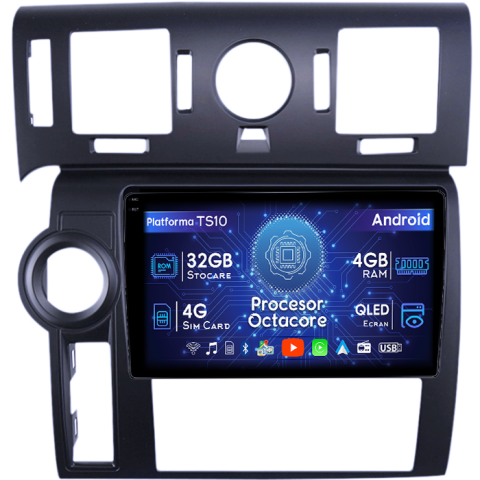 Hummer - Navigatie dedicata Hummer H2 2007-2009, 4GB RAM 32GB ROM, Octacore, Android 14, Display QLED  9", DSP, Carplay&Android Auto, SIM 4G, Bluetooth, Ventilator Activ