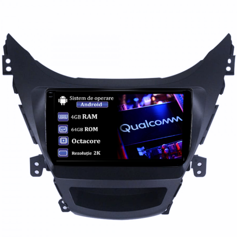 Elantra 2011-2016 - Navigatie dedicata Hyundai Elantra 2011-2016, 4GB RAM 64GB ROM, Procesor Qualcomm Octacore, Android 14, Rezolutie 2K, Display QLED 9", DSP, Carplay&Android Auto, SIM