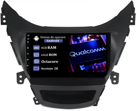 Hyundai Avante 2013-2016 - Navigatie dedicata Hyundai Avante 2013-2016, 4GB RAM 64GB ROM, Procesor Qualcomm Octacore, Android 14, Rezolutie 2K, Display QLED 9", DSP, Carplay&Android Auto, SIM