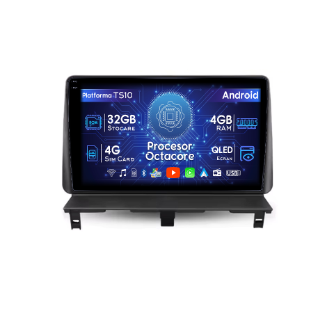 Navigatii Dedicate - Navigatie dedicata Peugeot Partner 2006-2010, 4GB RAM 32GB ROM, Octacore, Android 14, Display QLED  9", DSP, Carplay&Android Auto, SIM 4G, Bluetooth, Ventilator Activ