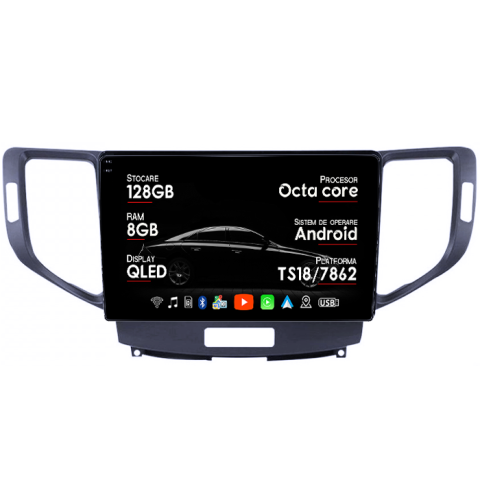 Navigatii Dedicate - Navigatie dedicata Honda Spirior, 8GB RAM 128GB ROM, Octacore, Platforma TS18, Android 14, Display QLED 9”, Suporta camera 360º, DSP, Carplay&Android Auto, SIM 4G, Ventilator Activ