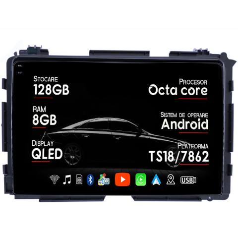 Vezel - Navigatie dedicata Honda Vezel 2014/HR-V/XR-V, 8GB RAM 128GB ROM, Octacore, Platforma TS18, Android 13, Display QLED 9”, Suporta camera 360º, DSP, Carplay&Android Auto, SIM 4G, Ventilator Activ