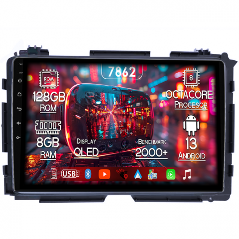 Honda - Navigatie dedicata Honda Vezel 2014/HR-V/XR-V, 8GB RAM 128GB ROM, Octacore, Platforma 7862,Android 13, Display QLED 9”, Suporta camera 360º, DSP, Carplay&Android Auto, SIM 4G, Ventilator Activ